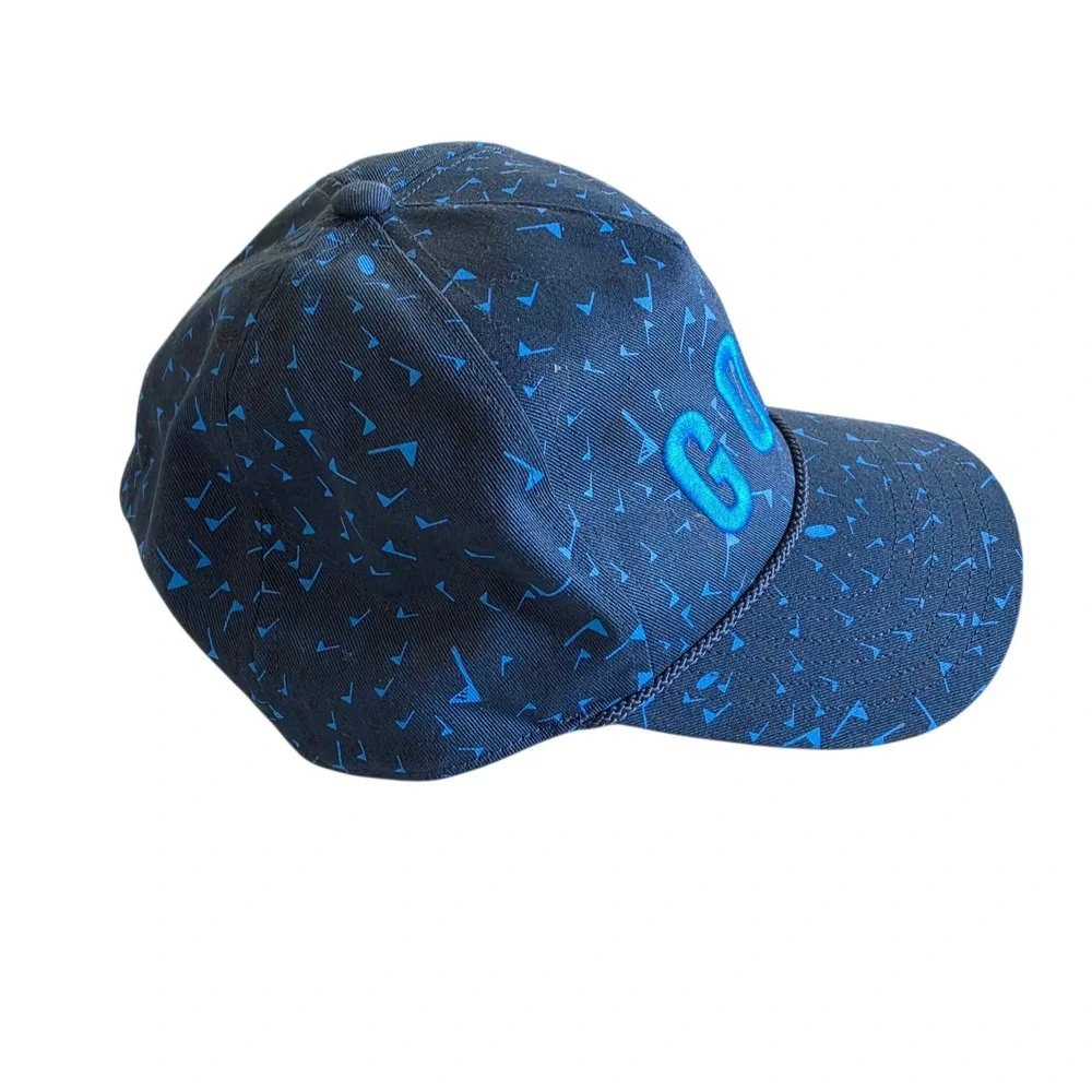 Adidas Golf Mens Navy Blue Flag Print Snapback Hat Rope Cap GOLF Embroidery